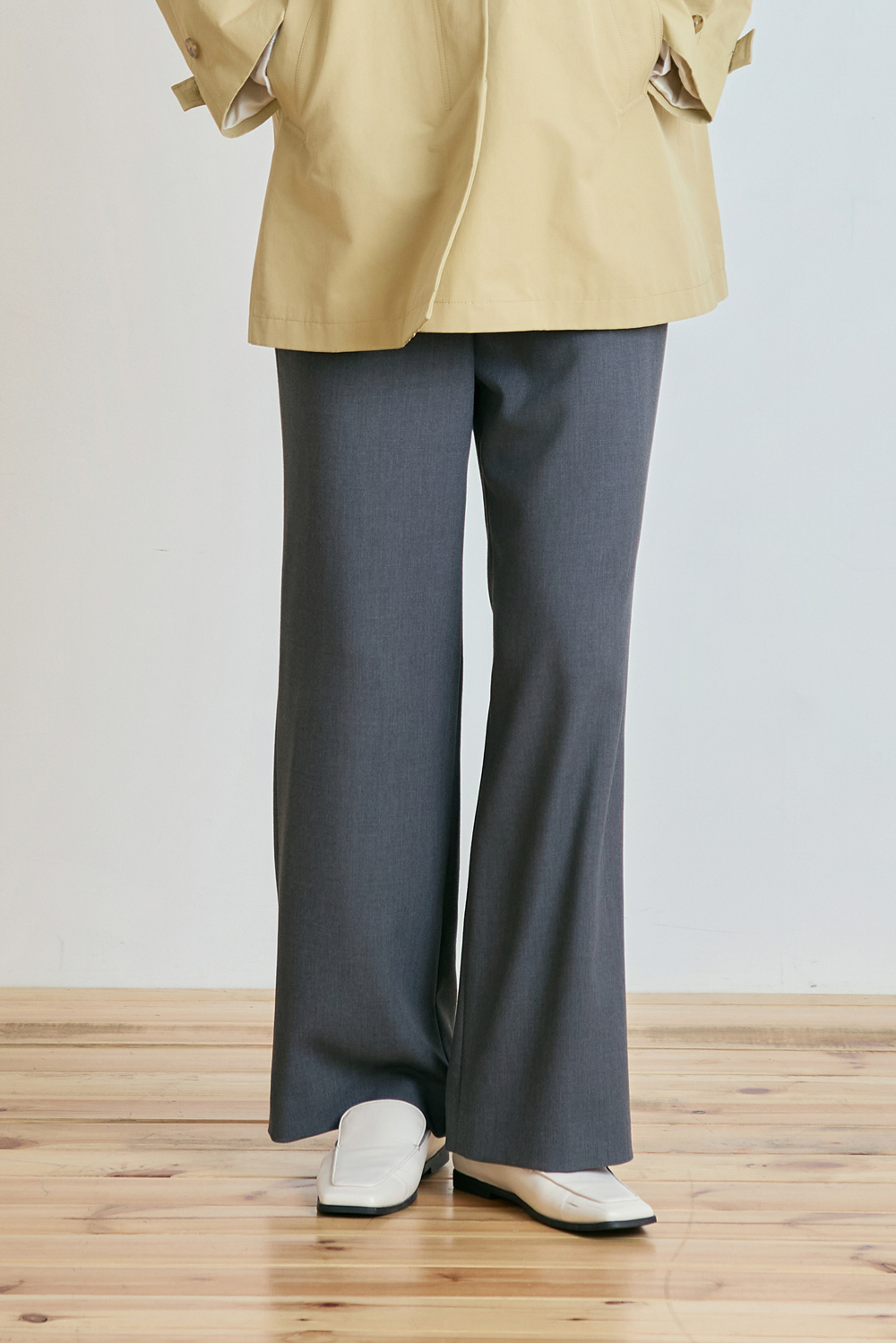 [공식몰] 데일리 스트레치 와이드 밴딩 팬츠 차콜