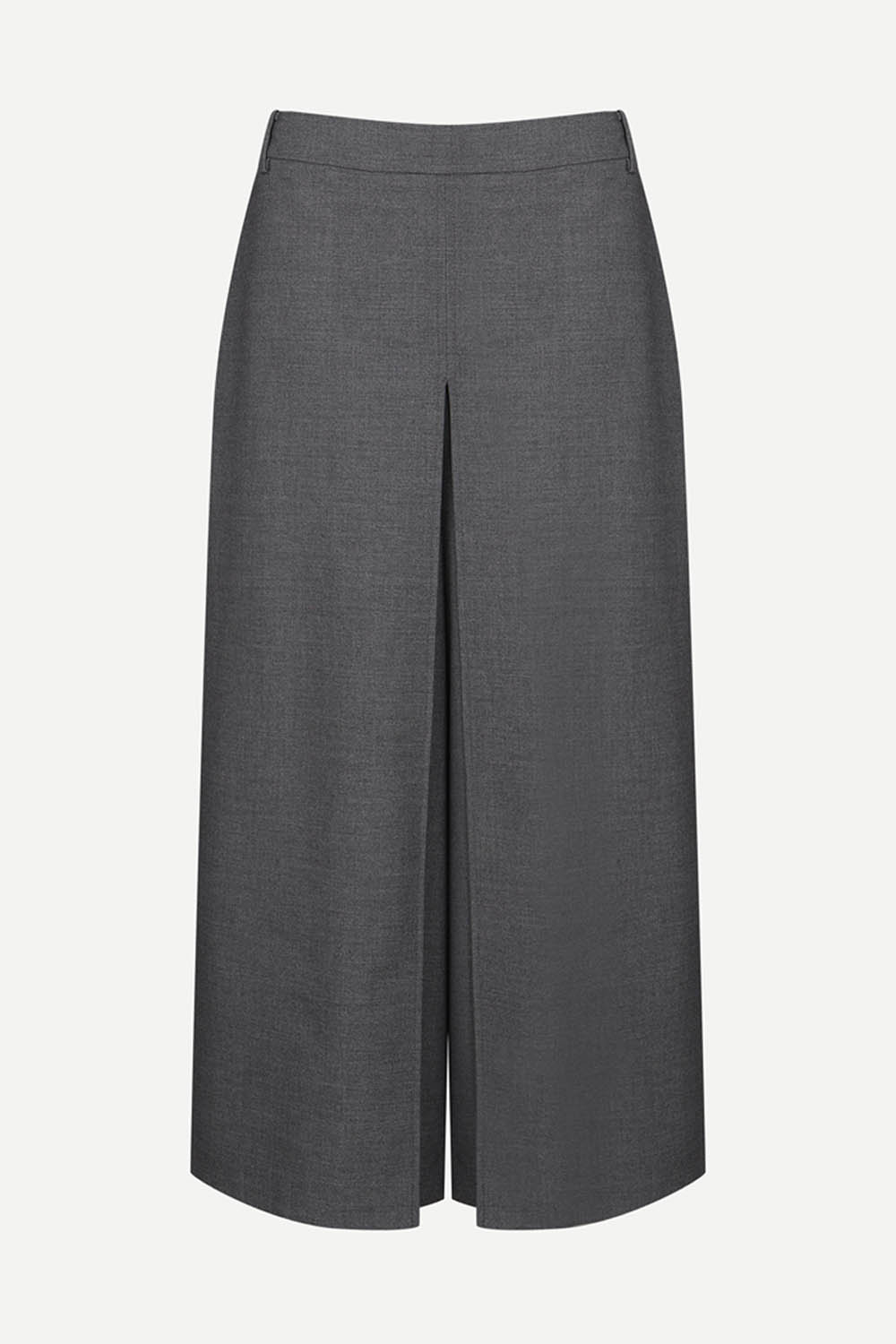 [공식몰] 핀턱 크롭 스커트핏 팬츠 멜란지 그레이