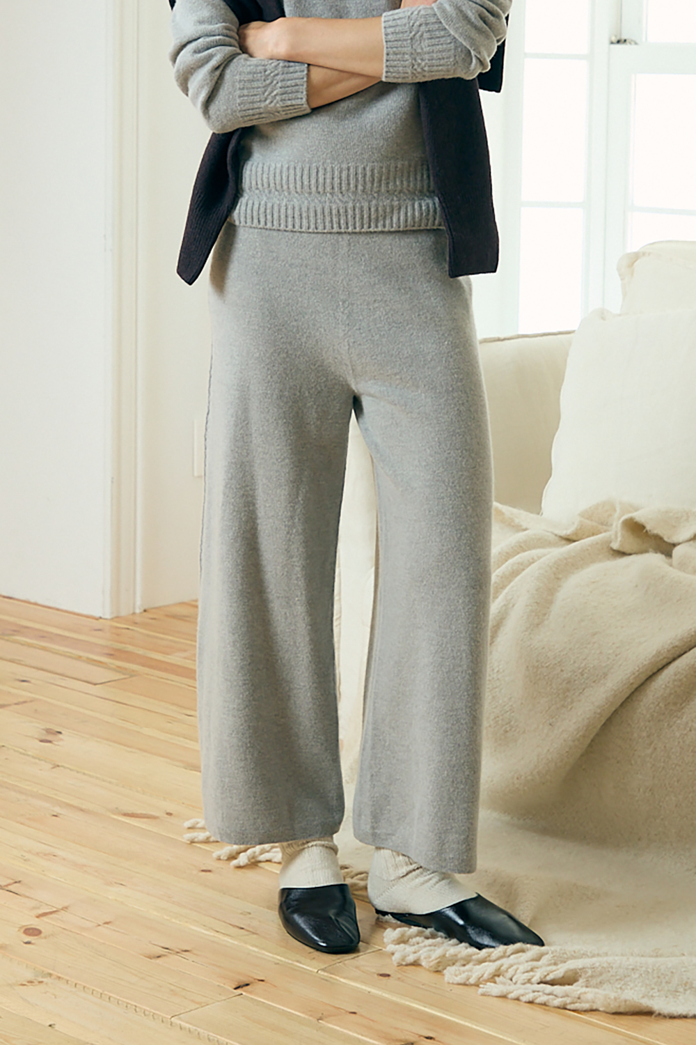 [캐리스노트] 니트 세트 팬츠 그레이