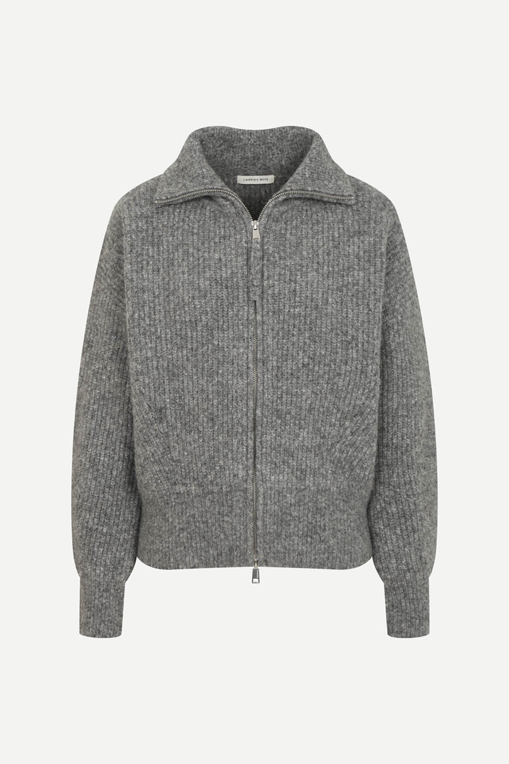 [공식몰] 울 알파카 블렌드 니트 집업 그레이