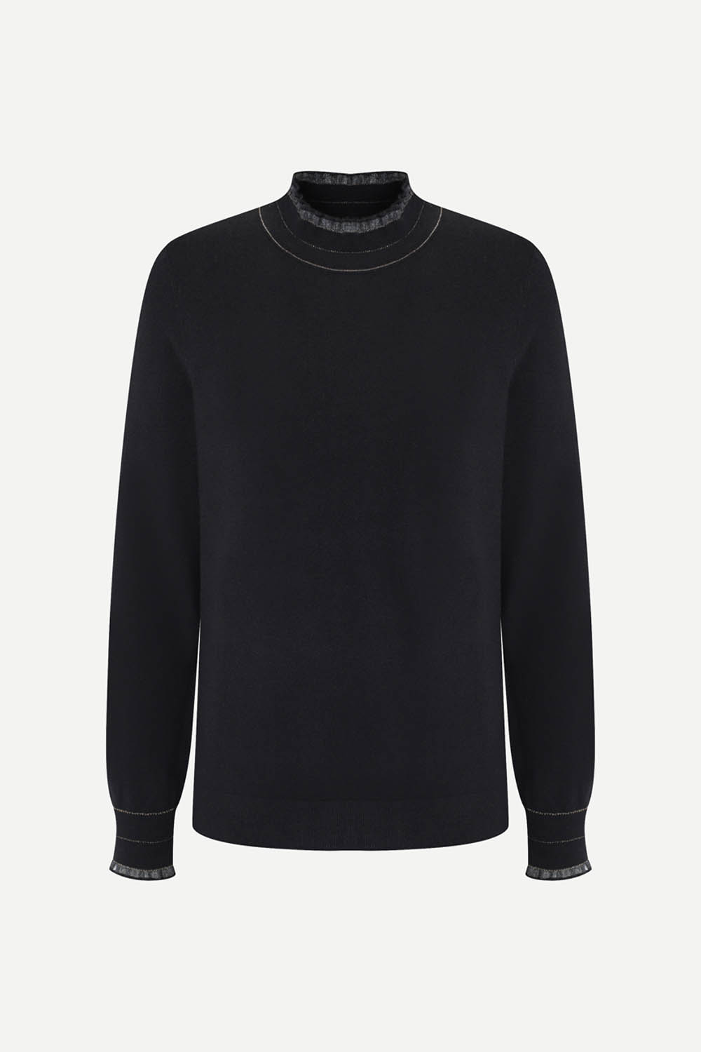 [캐리스노트] 프릴넥 니트 스웨터 블랙