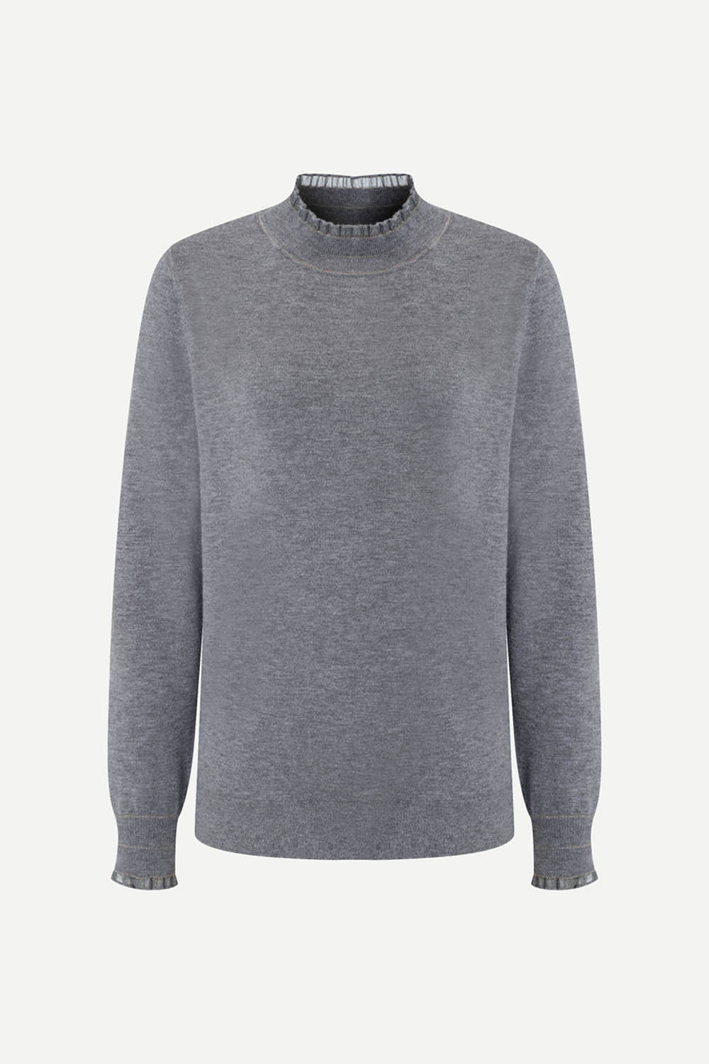 [캐리스노트] 프릴넥 니트 스웨터 그레이