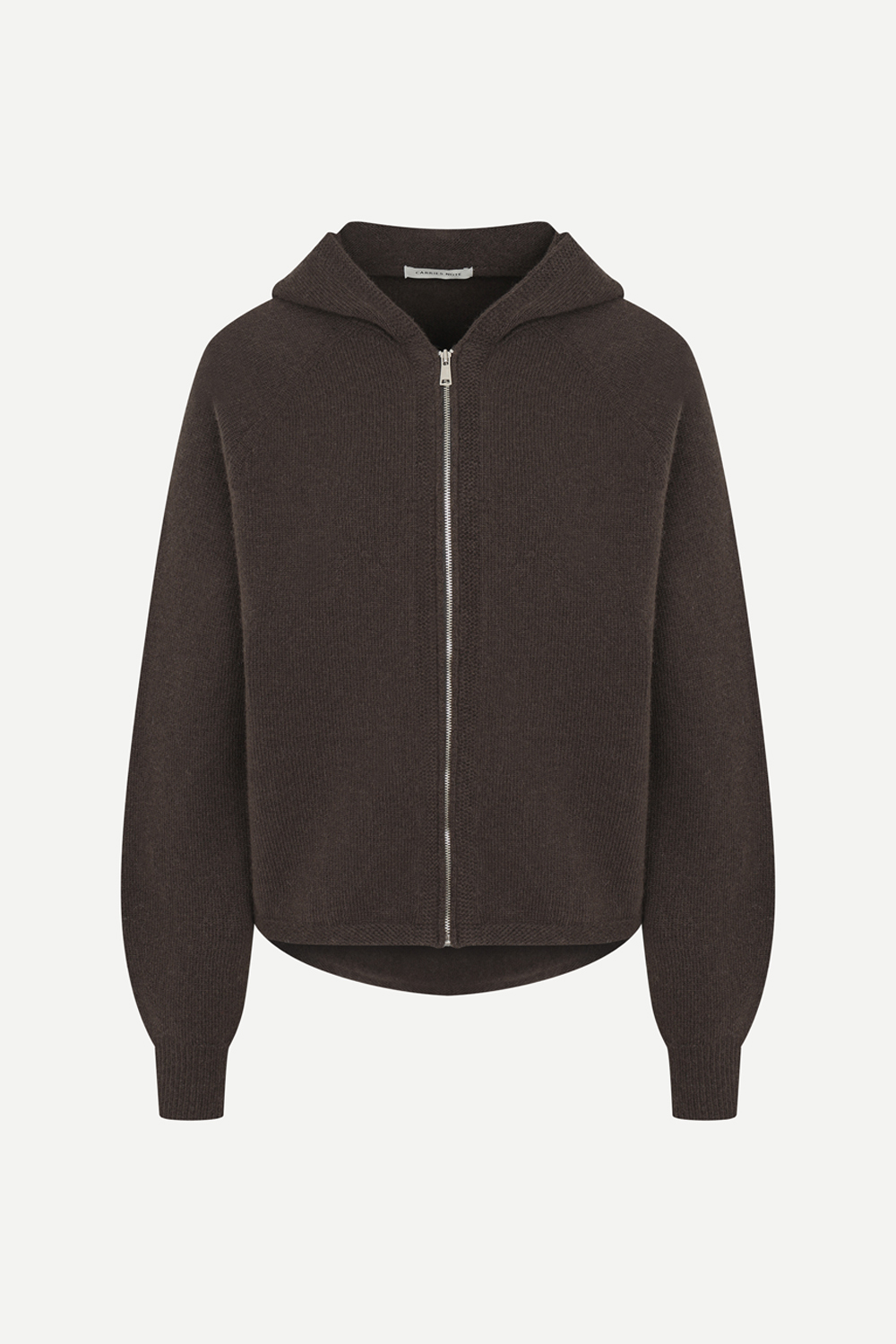 [캐리스노트] 캐시미어 블렌드 크롭 후드 집업 브라운