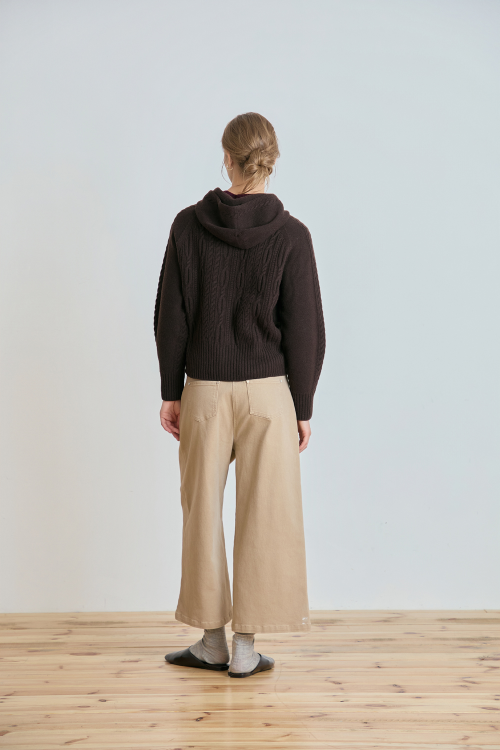 [캐리스노트] 후드 케이블 집업 베이지