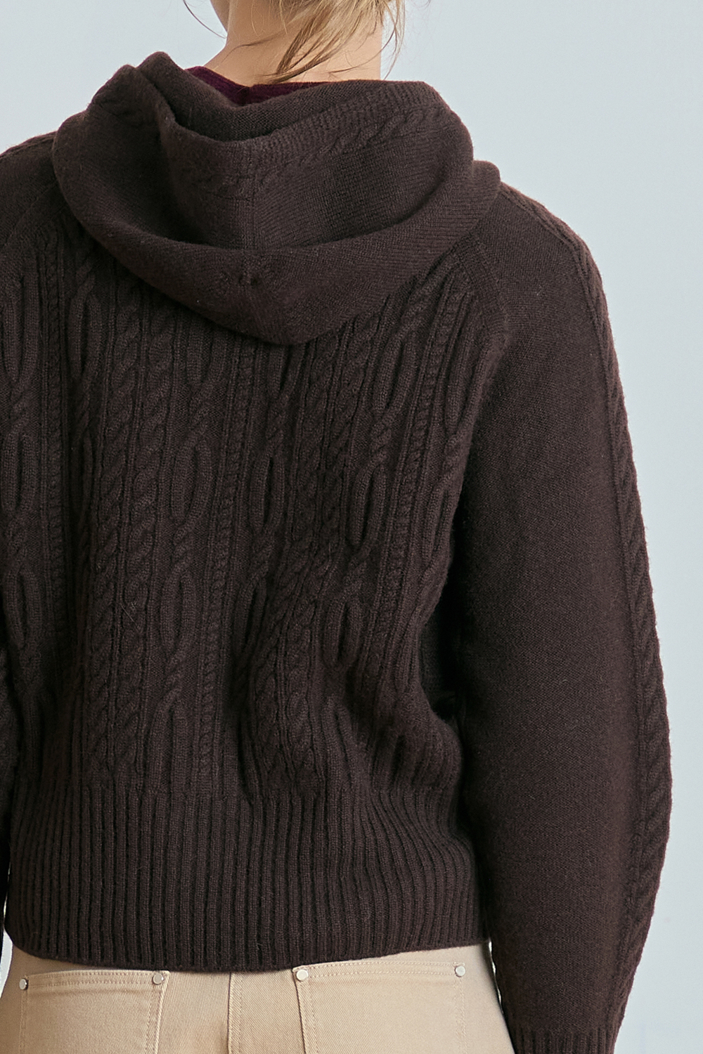 [캐리스노트] 후드 케이블 집업 베이지