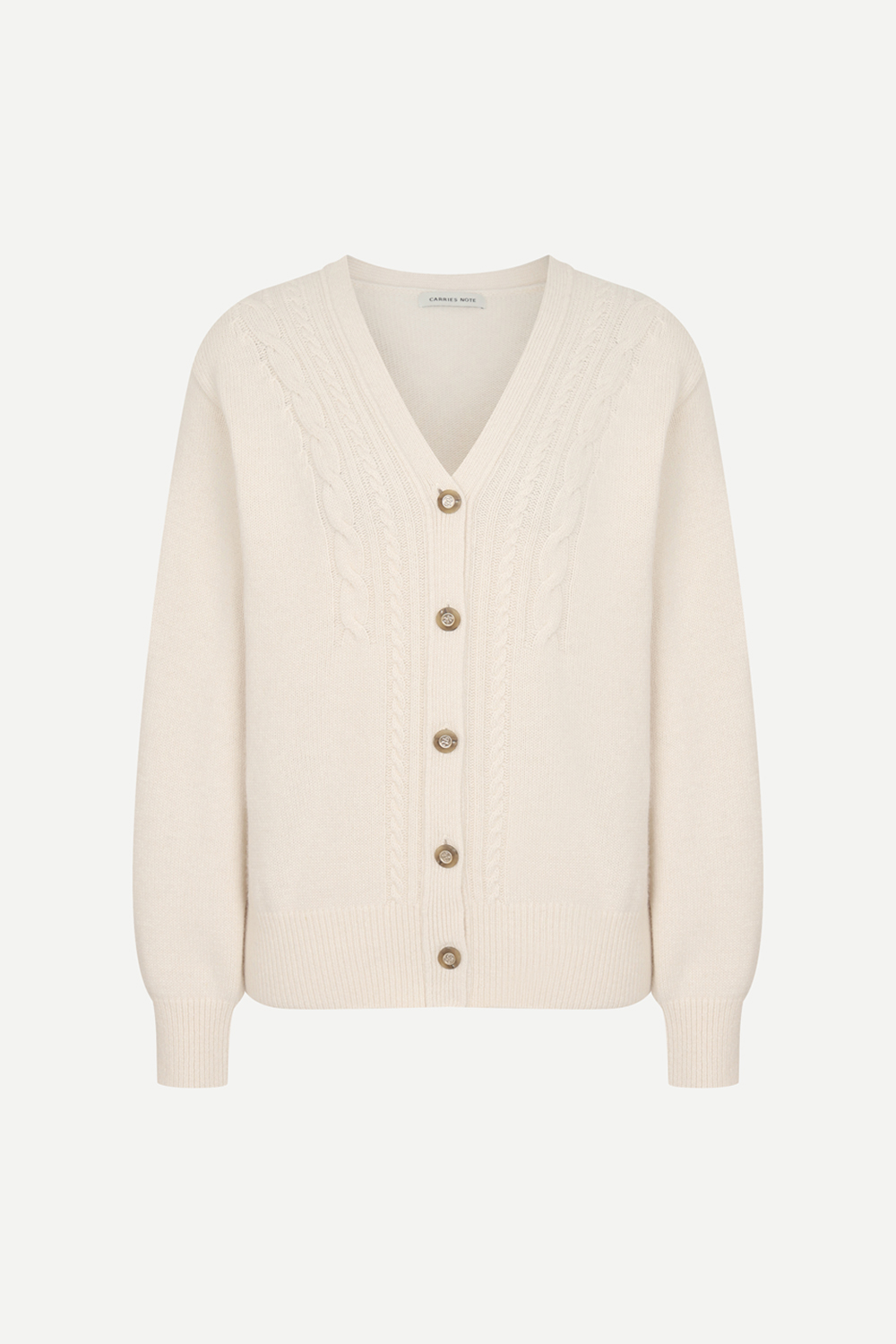 [공식몰] 케이블 V넥 캐시미어 가디건 아이보리