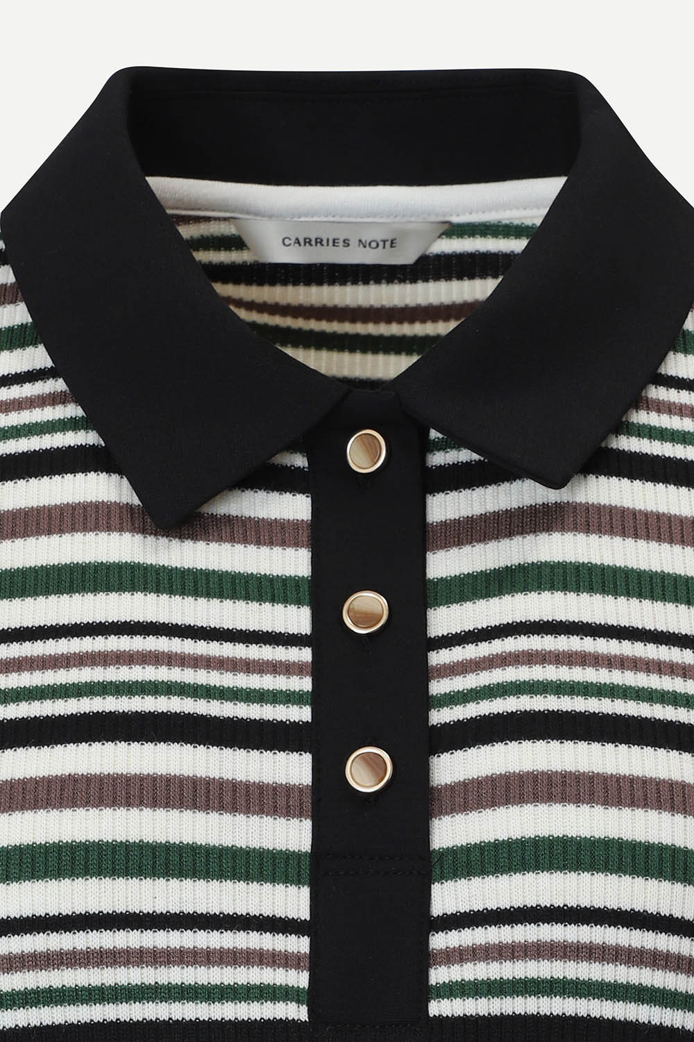 [캐리스노트] 스트라이프 카라 티셔츠블랙