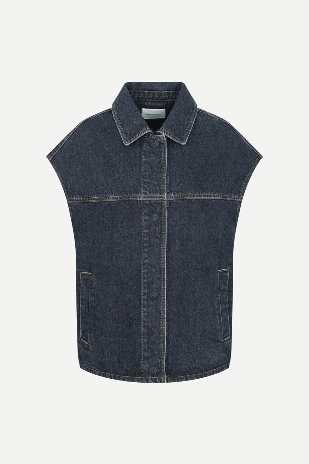 [공식몰] 딥인디고 드롭 숄더 데님 베스트 블루