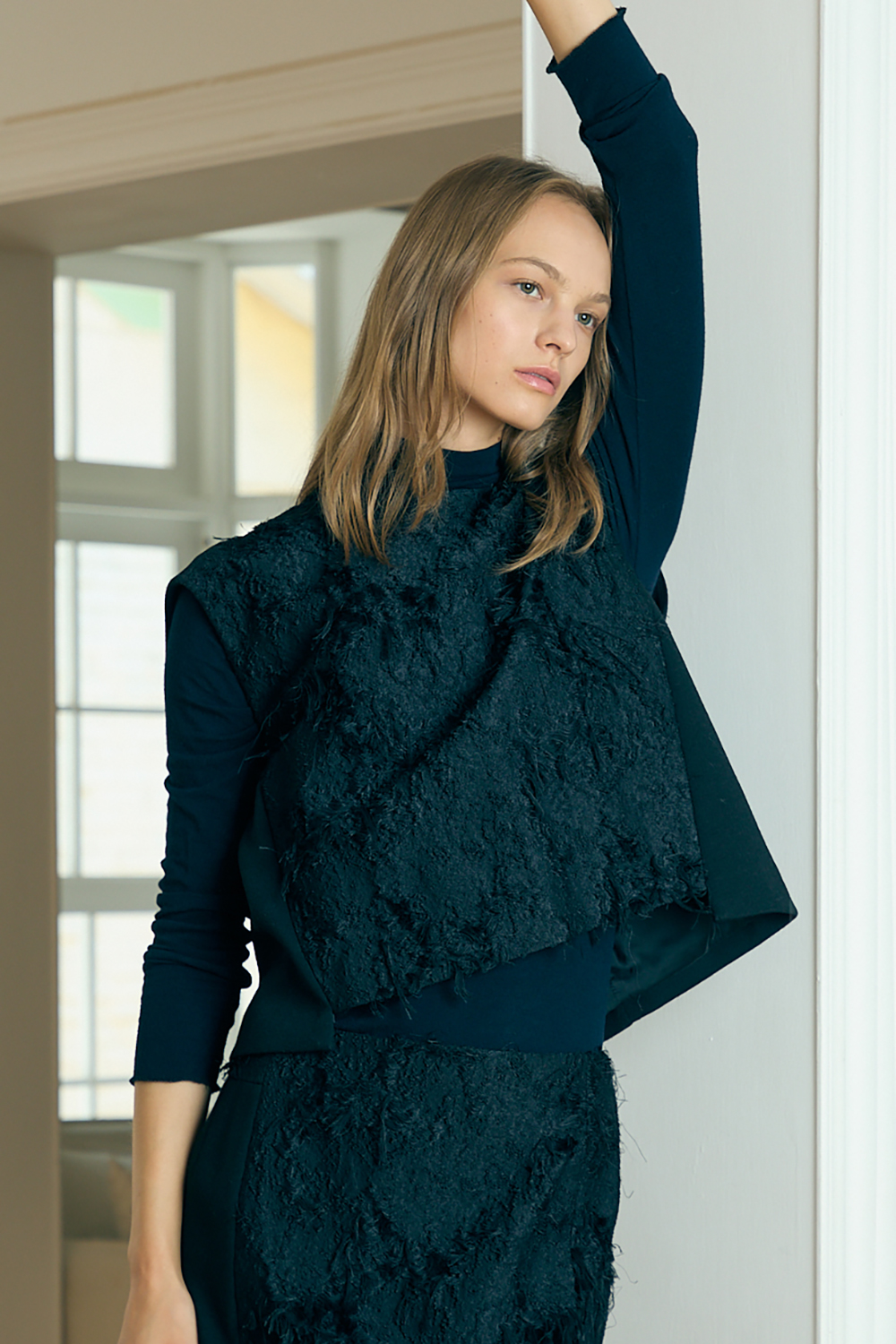 [캐리스노트] 배색 포인트 베스트 블랙