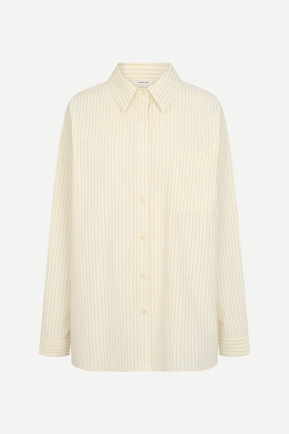 [캐리스노트][온라인단독] 소프트 스트라이프 오버핏 셔츠 라이트 옐로우