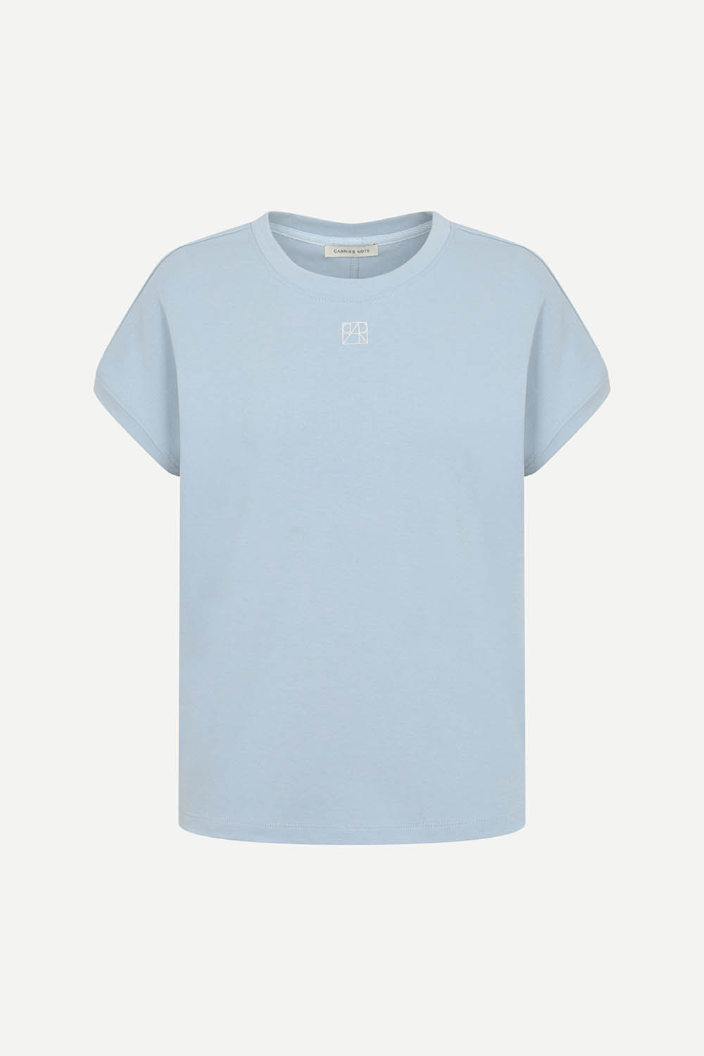 [캐리스노트] 로고 자수 드롭숄더 티셔츠 블루