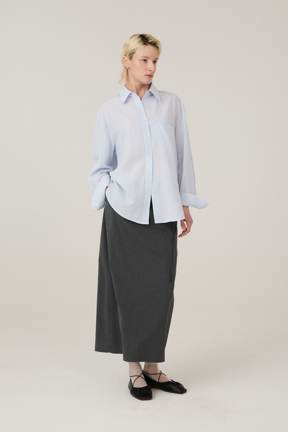 [캐리스노트][온라인단독] 프리미엄 코튼 블렌드 셔츠 스카이 블루