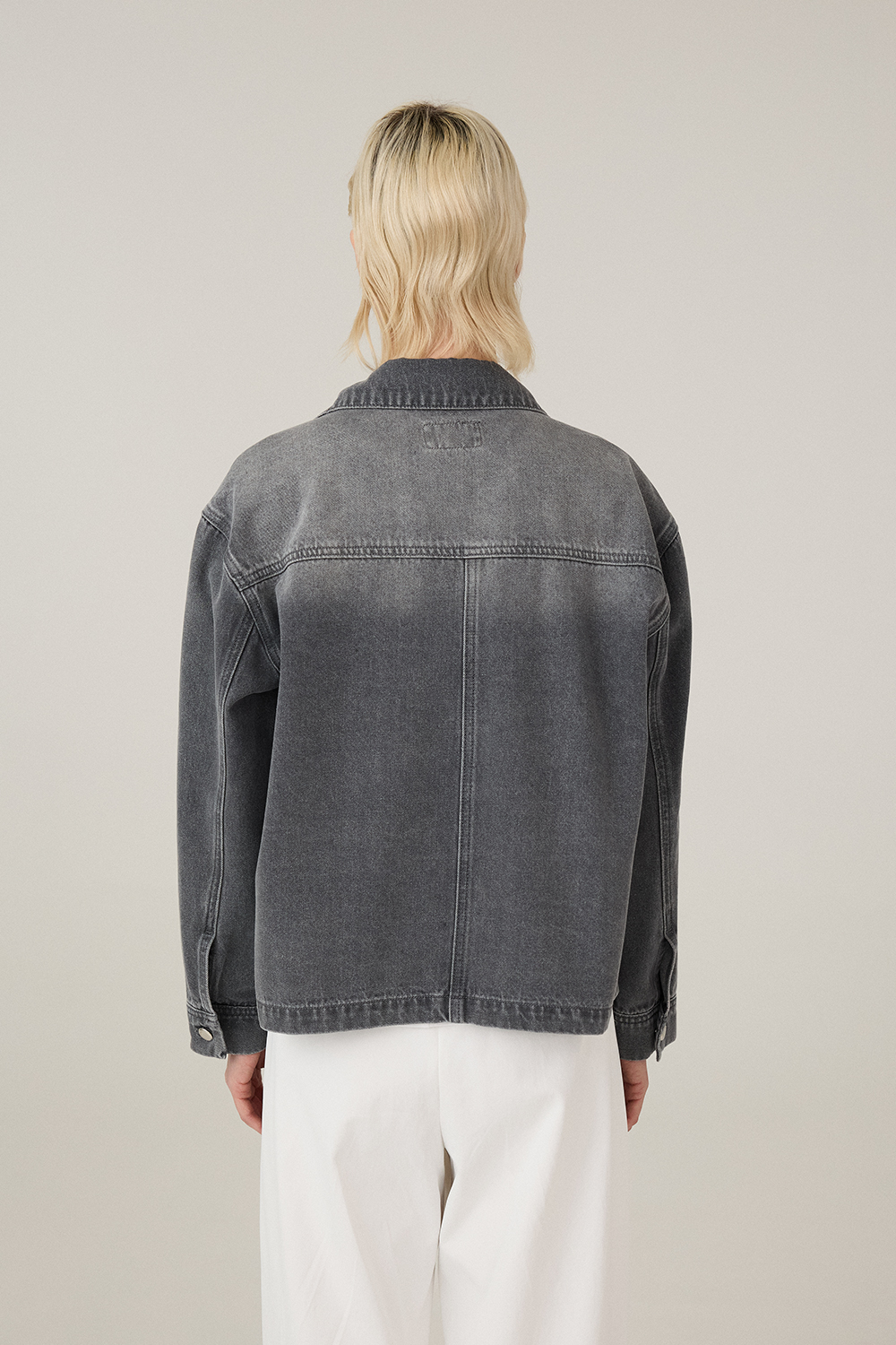 [캐리스노트] 워싱 면데님 자켓 그레이