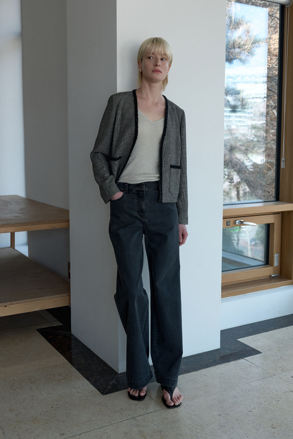 [캐리스노트] 스트레이트핏 데님 팬츠 그레이