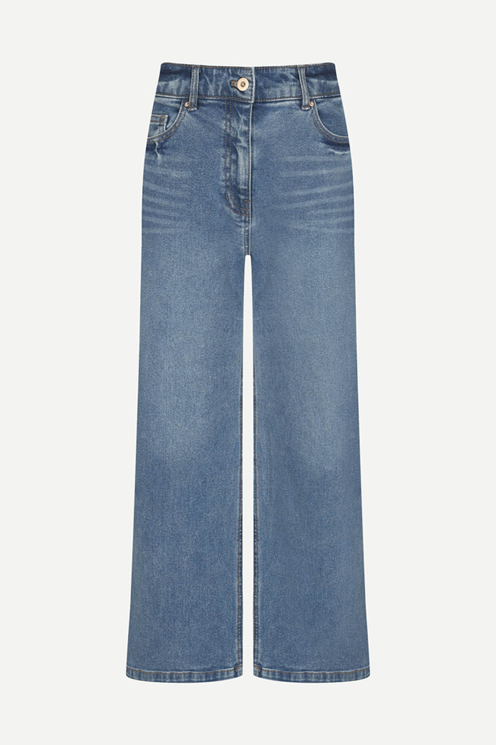 [캐리스노트] 일자핏 밴딩 컬러 데님 팬츠 인디고 블루