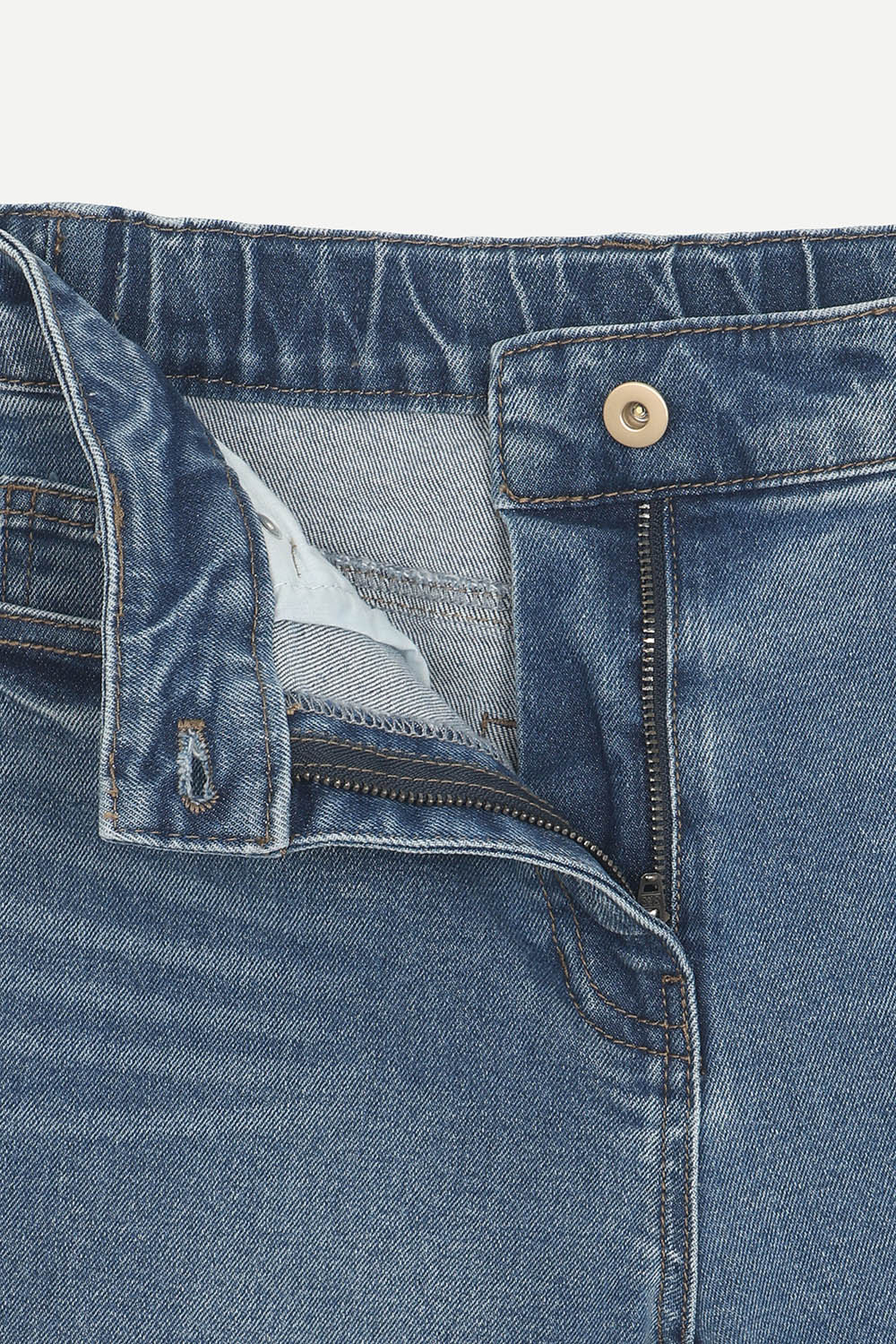 [캐리스노트] 일자핏 밴딩 컬러 데님 팬츠 인디고 블루