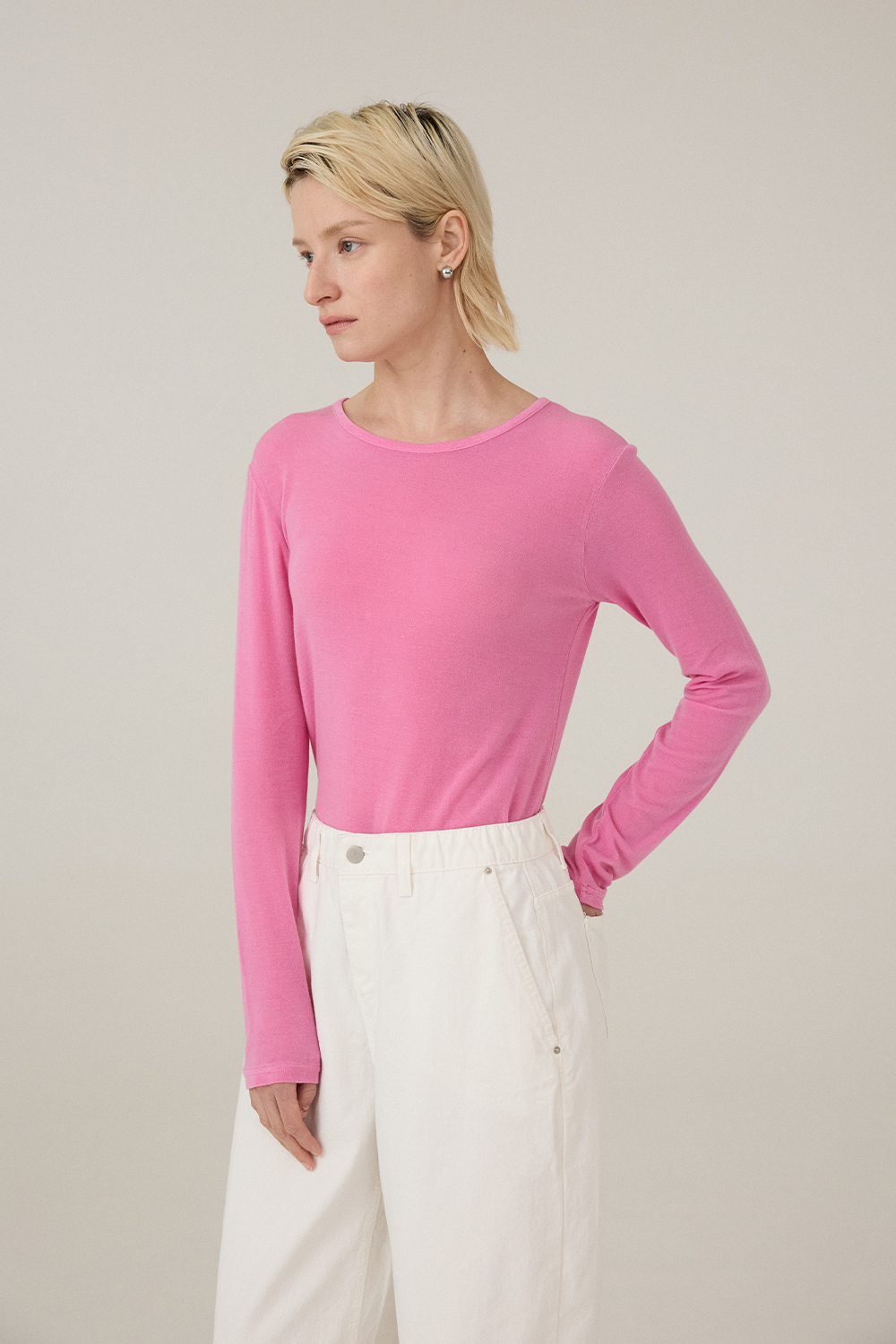 [캐리스노트][온라인단독] 배럴드 배기핏 코튼 팬츠 화이트