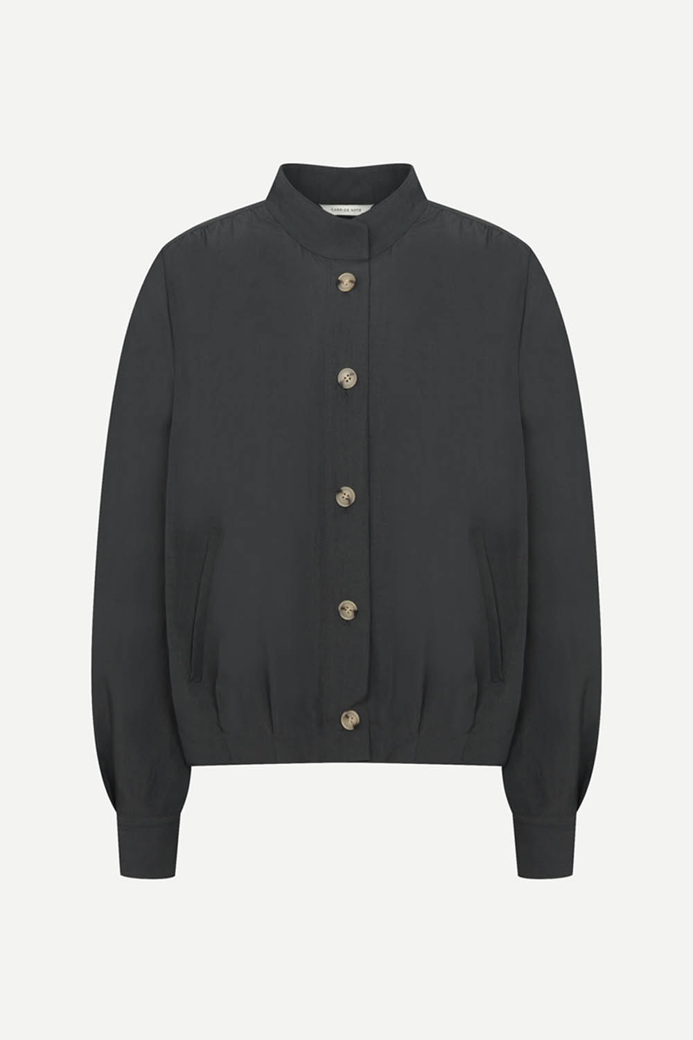 [캐리스노트] 셔링 포인트 크롭 블루종 다크그레이