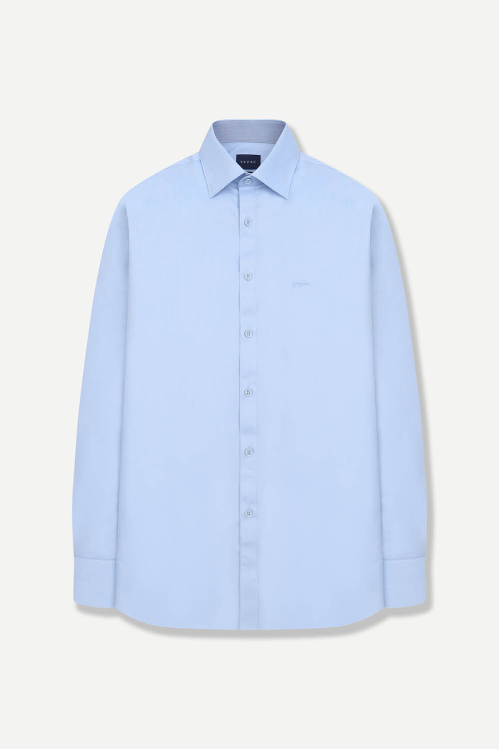 [공식몰] 솔리드 로고 포인트 슬림핏 셔츠 블루