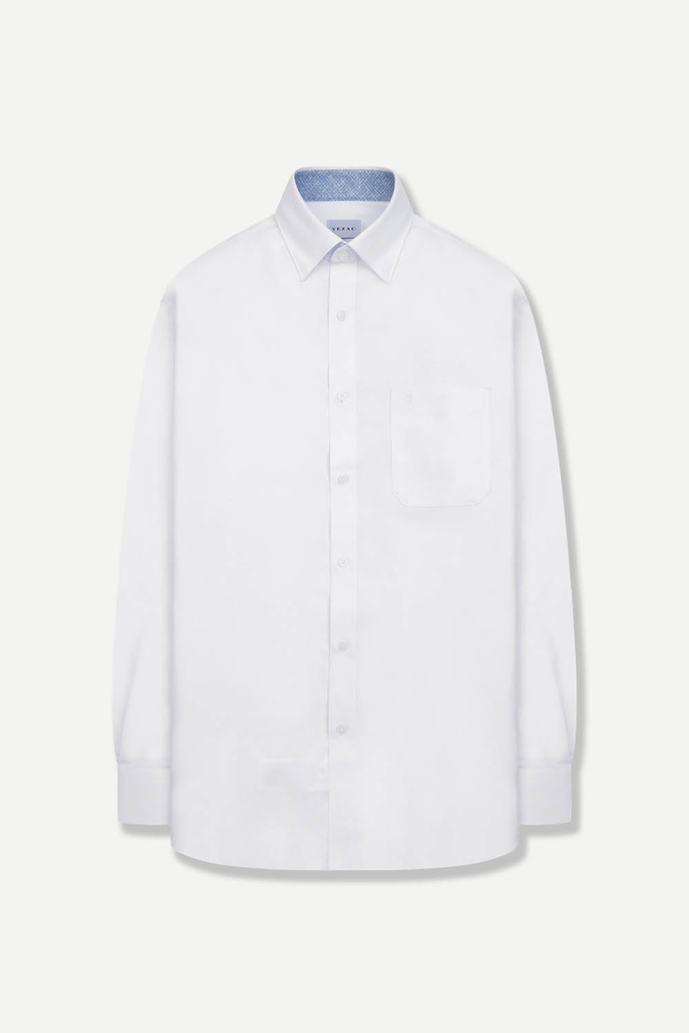 [예작] 배색 카라 포켓 레귤러핏 셔츠 화이트