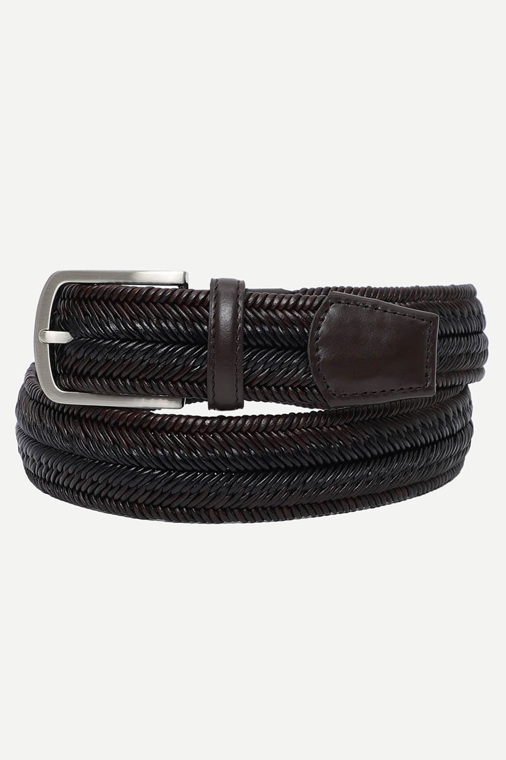 [공식몰] 브라운 브레이드 스트레치 가죽 벨트 브라운