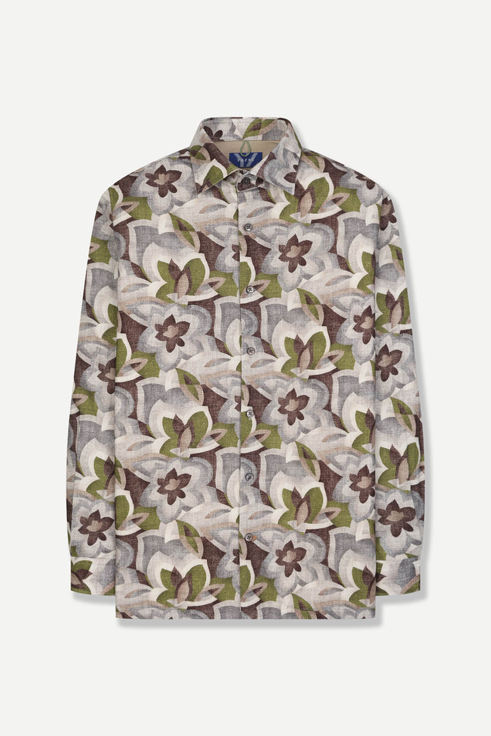 [선물포장][예작] 면 100% 레귤러핏 플라워 패턴 셔츠 브라운