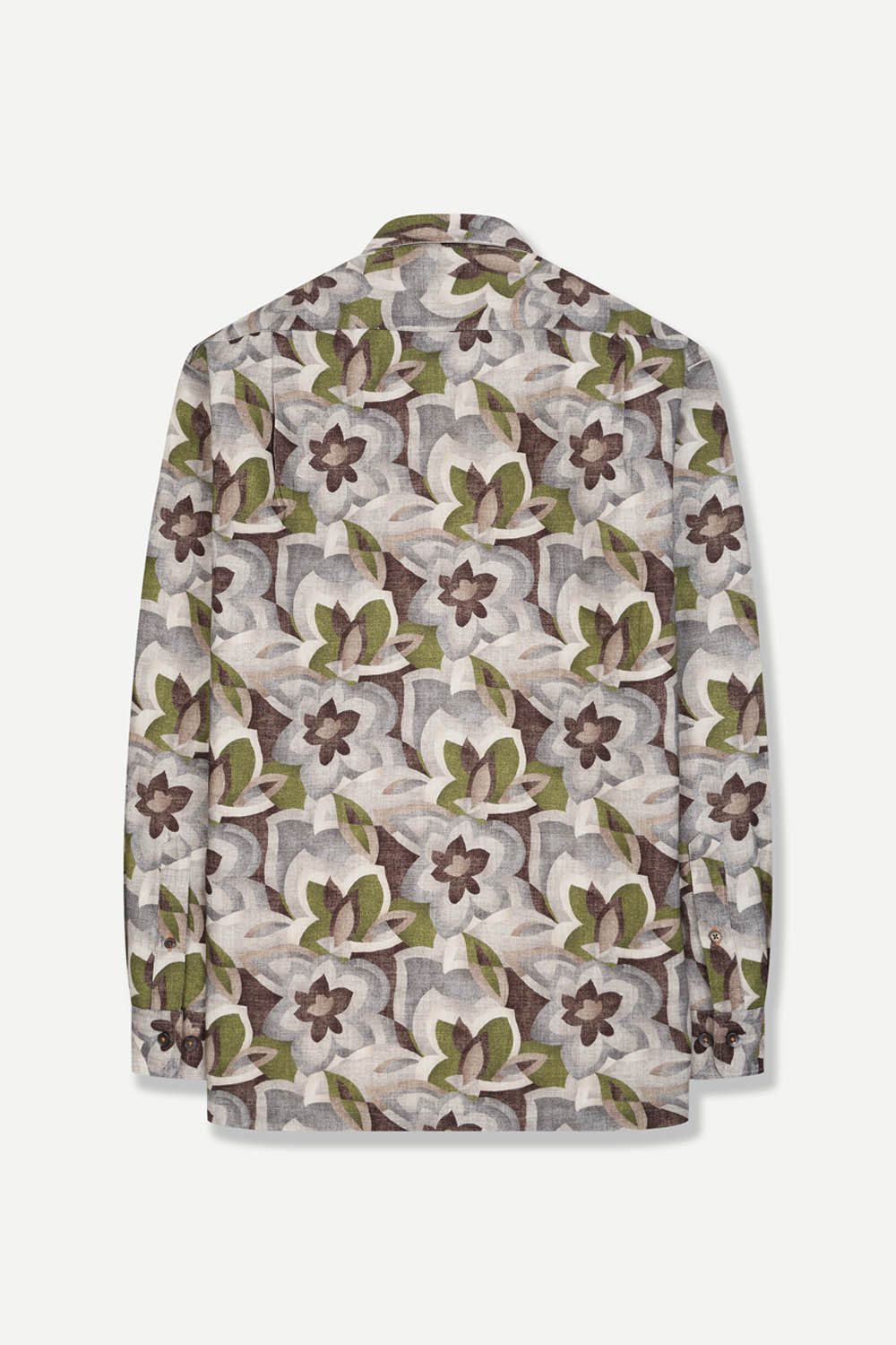 [선물포장][예작] 면 100% 레귤러핏 플라워 패턴 셔츠 브라운