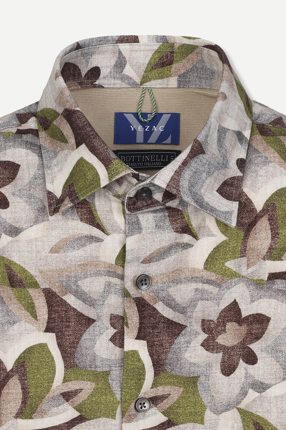 [선물포장][예작] 면 100% 레귤러핏 플라워 패턴 셔츠 브라운