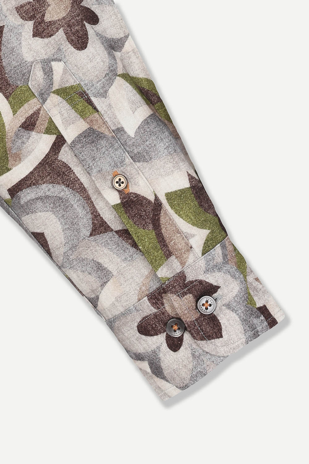 [선물포장][예작] 면 100% 레귤러핏 플라워 패턴 셔츠 브라운