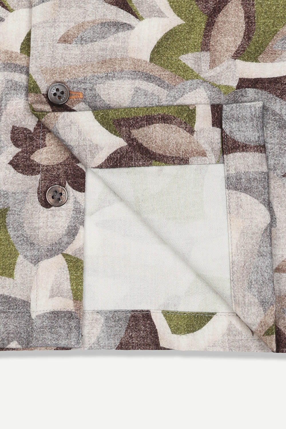 [선물포장][예작] 면 100% 레귤러핏 플라워 패턴 셔츠 브라운