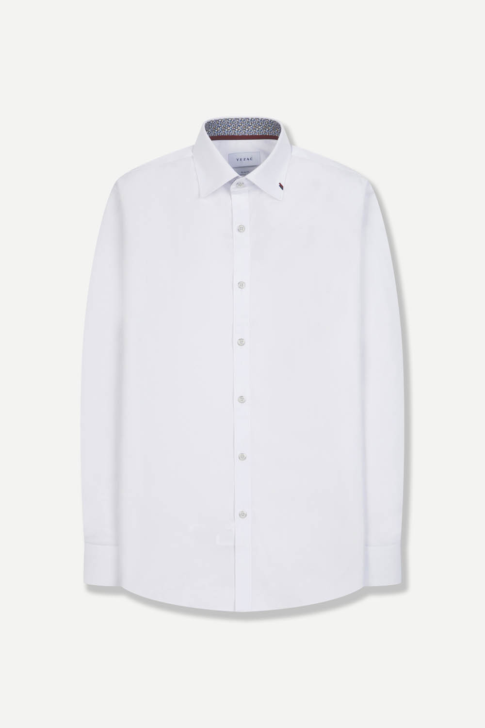 [공식몰] 배색 디테일 논아이론 슬림핏 셔츠 화이트