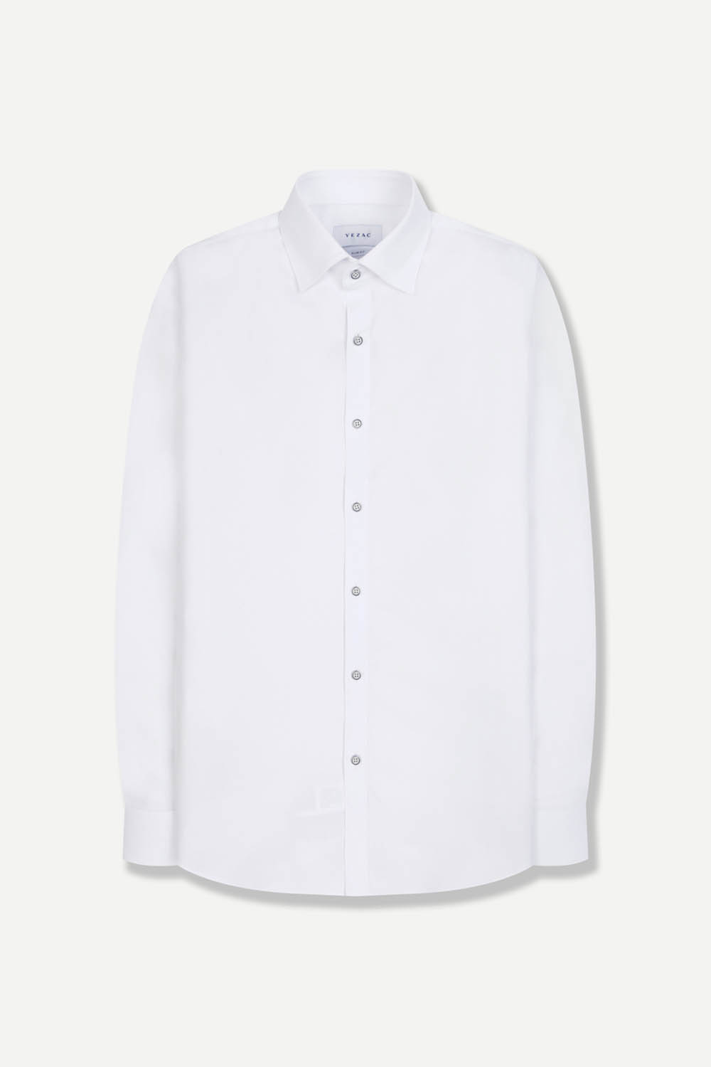 [공식몰] 미니멀 버튼 디테일 논아이론 슬림핏 셔츠 화이트