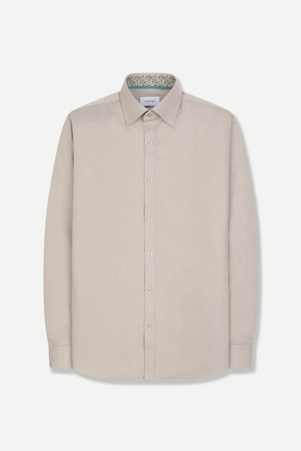 [선물포장][예작] 논 아이론 슬림핏 배색 셔츠 베이지