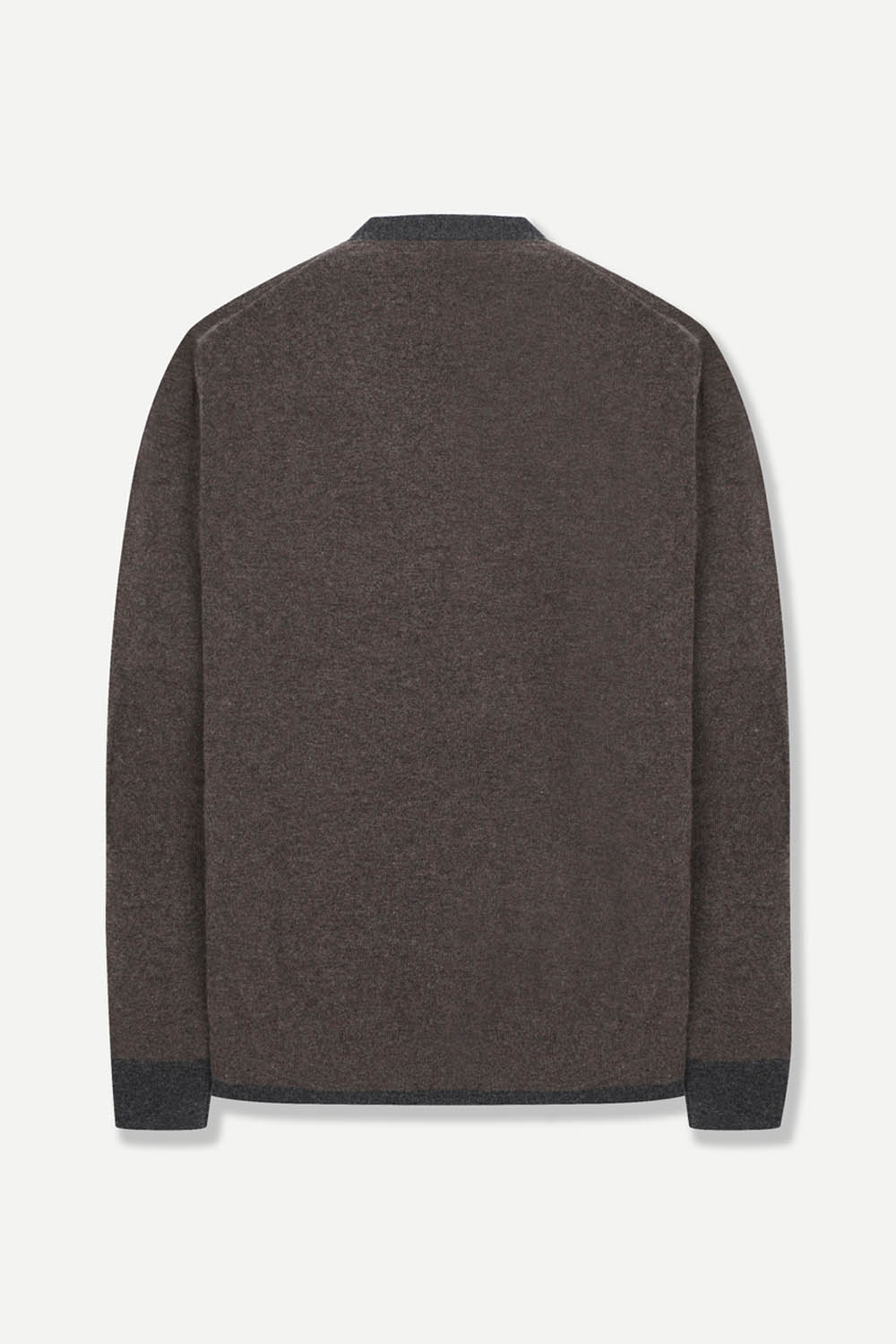 [공식몰] 배색 브이넥 버튼 니트 가디건 브라운