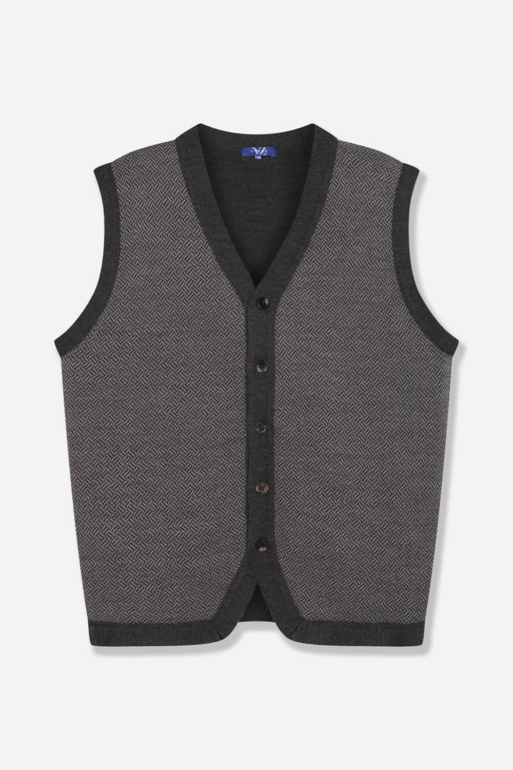 [공식몰] 패턴 자카드 브이넥 니트 베스트 브라운