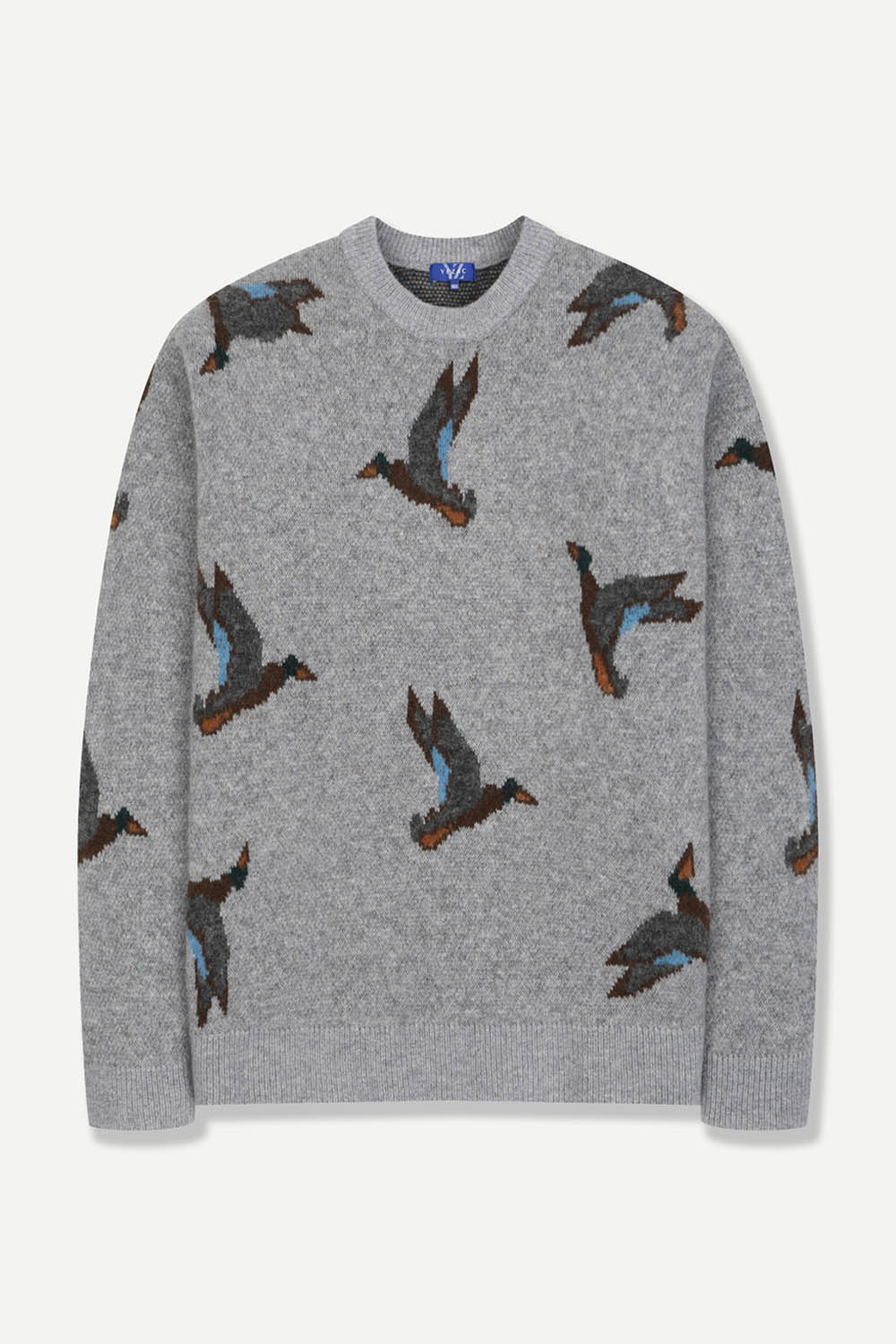 [선물포장][예작] 플라잉 덕 자카드 크루넥 니트 그레이