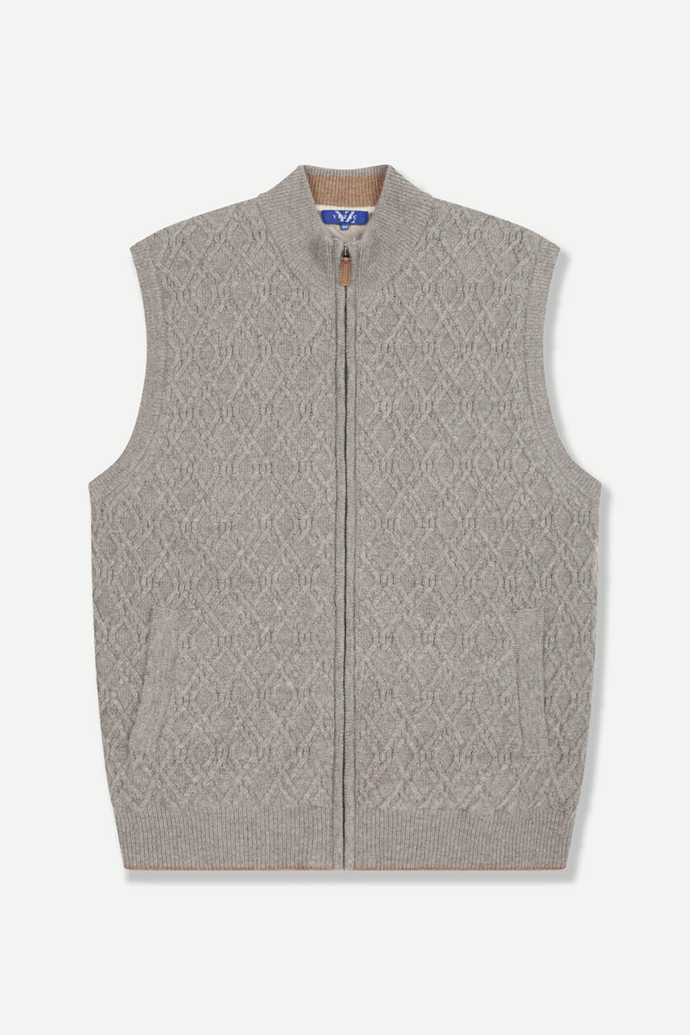 [공식몰] 입체 조직 집업 니트 베스트 베이지