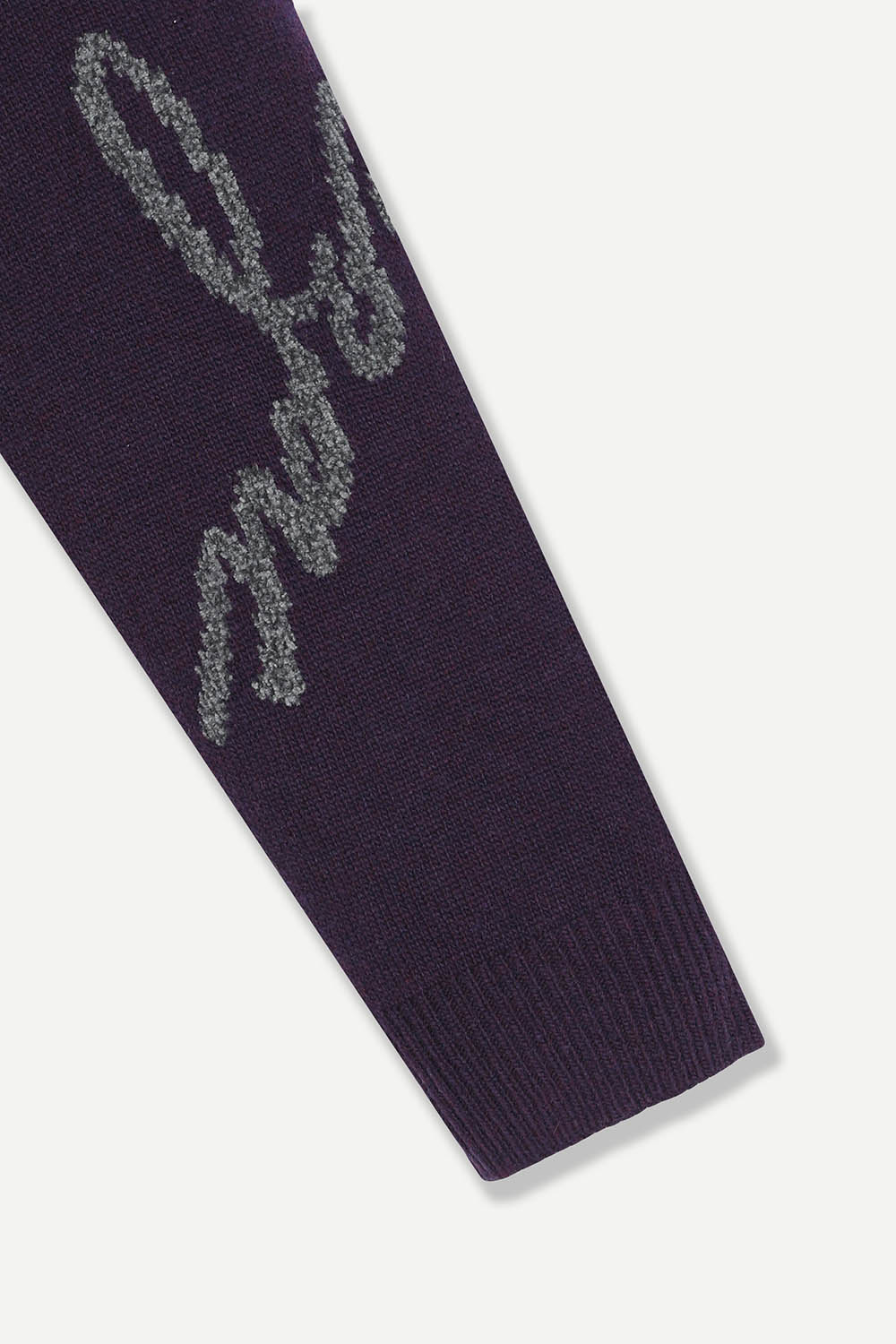 [공식몰] 레터링 자카드 브이넥 니트 가디건 바이올렛