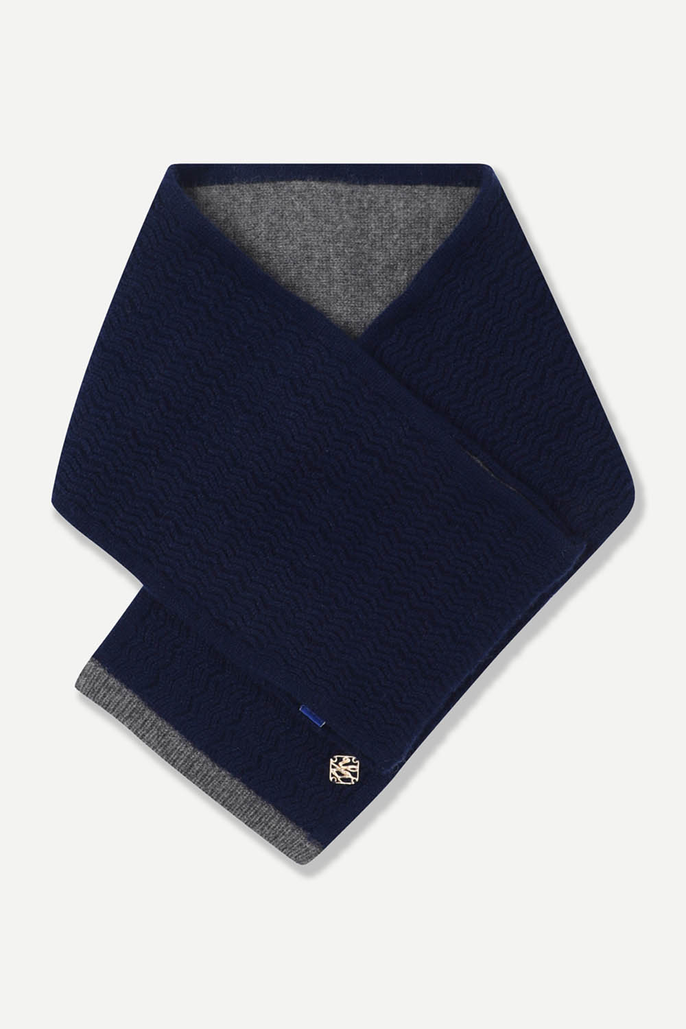 [공식몰] 웨이브 패턴 배색 머플러 네이비