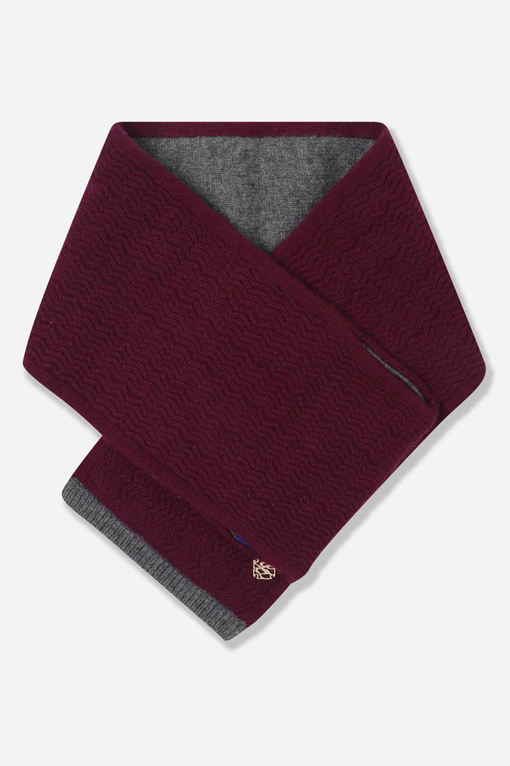 [공식몰] 웨이브 패턴 배색 머플러 와인