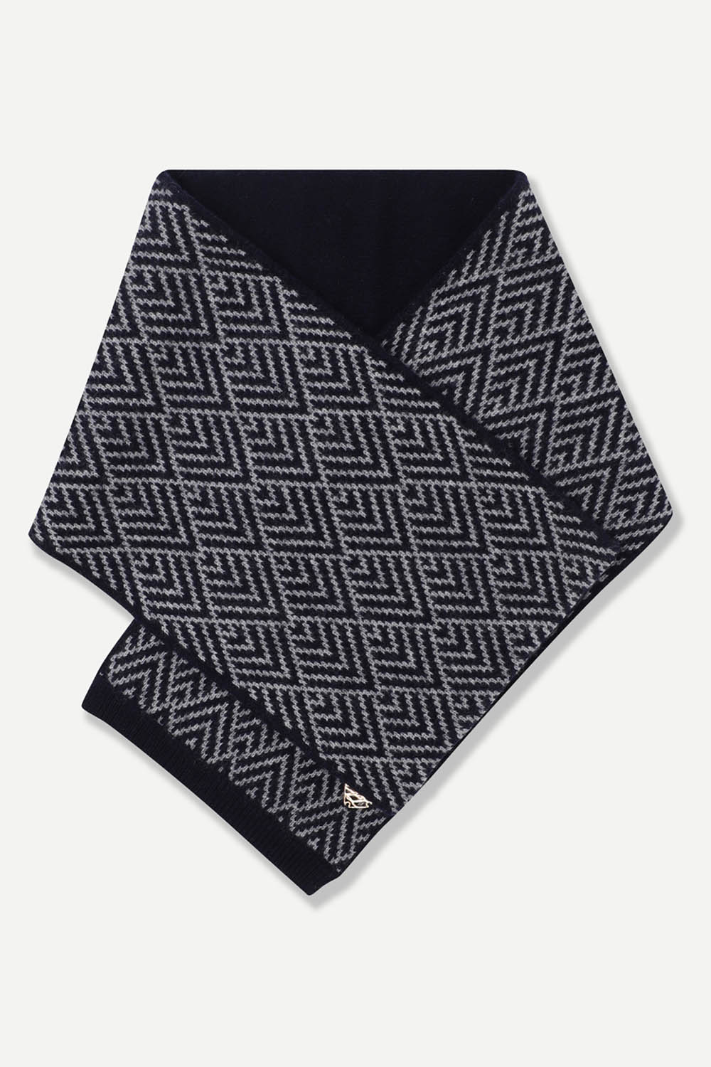 [공식몰] 다이아몬드 패턴 니트 머플러 네이비