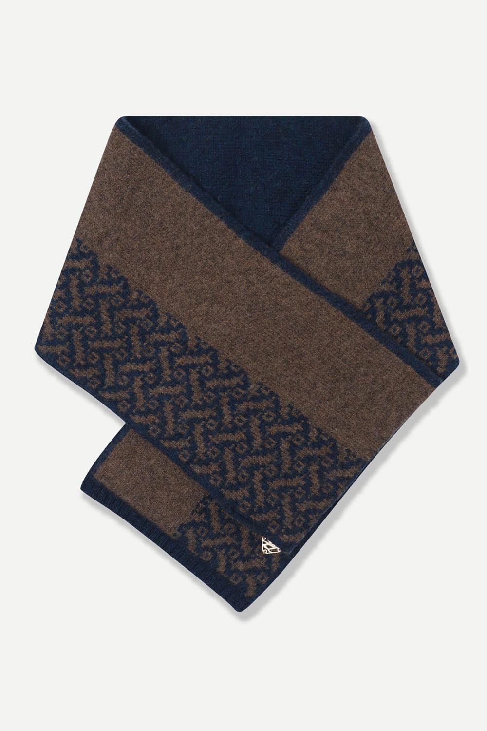 [공식몰] 브라운 배색 자가드 패턴 머플러 브라운