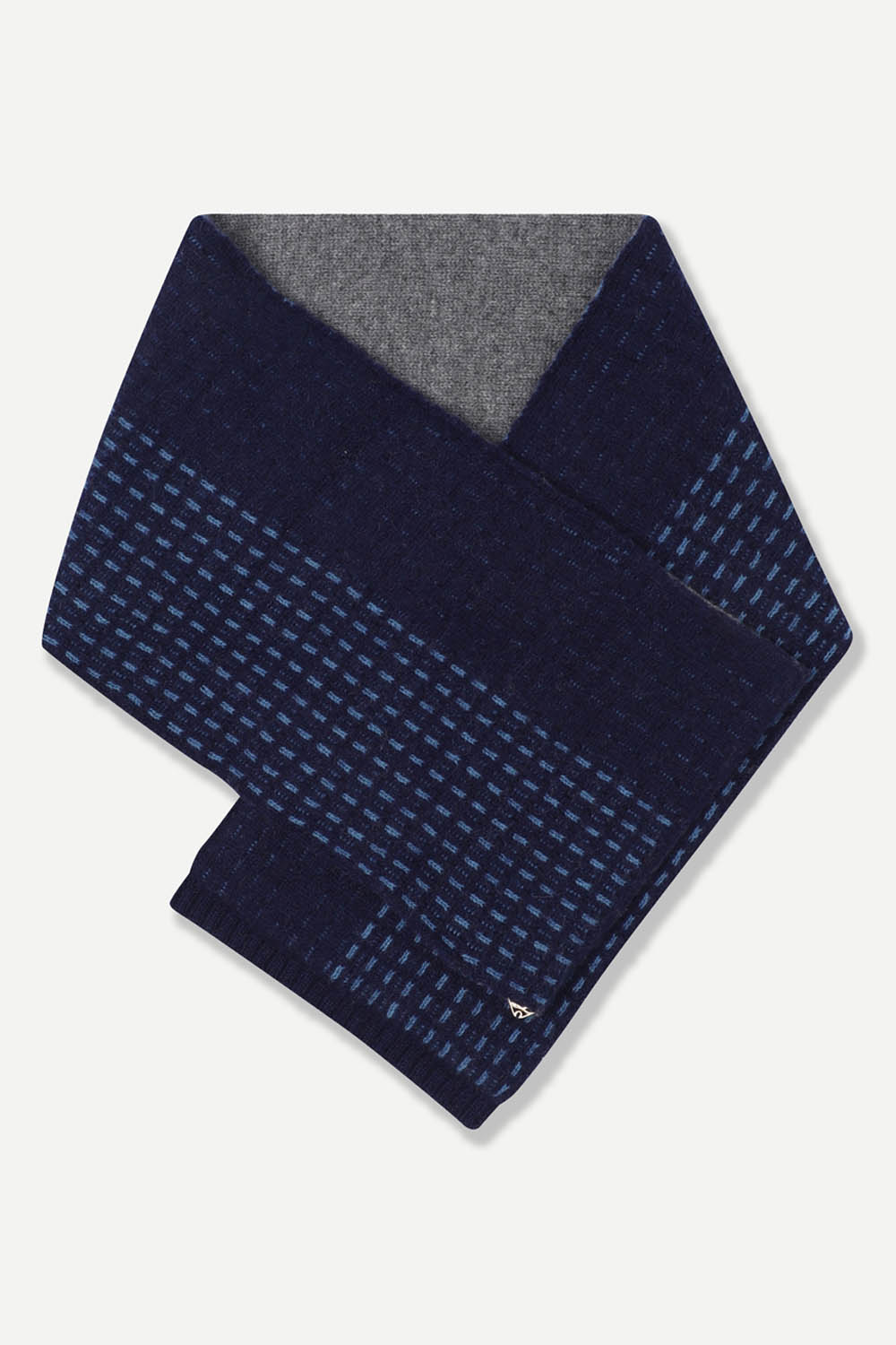 [공식몰] 그리드 패턴 배색 머플러 네이비