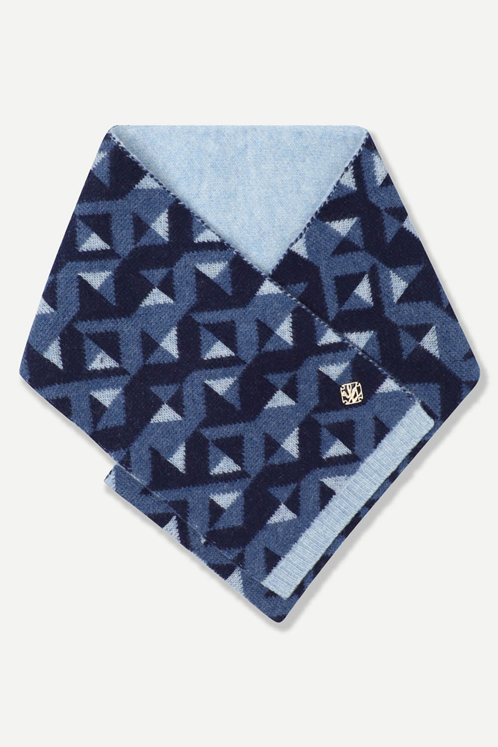 [공식몰] 기하학 패턴 니트 머플러 블루