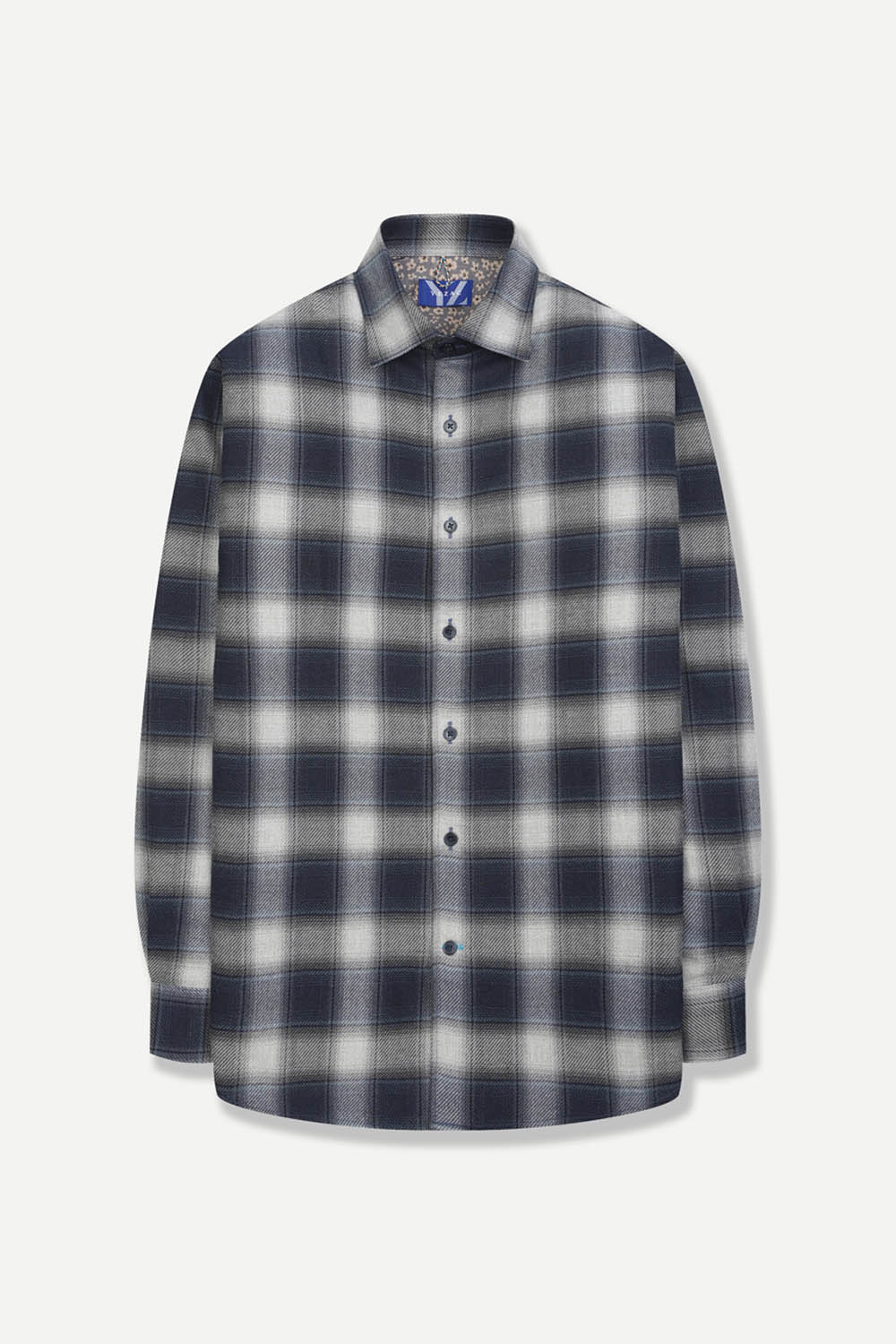 [선물포장][예작] 브러시드 체크 플란넬 프린트 셔츠 다크네이비