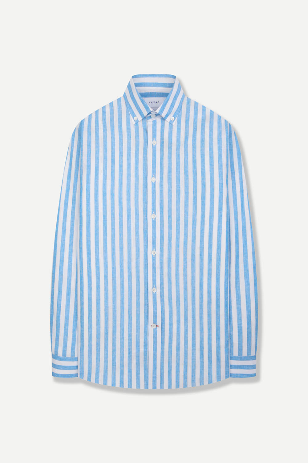 [예작] 린넨 혼방 스트라이프 슬림핏 캐주얼 셔츠 블루