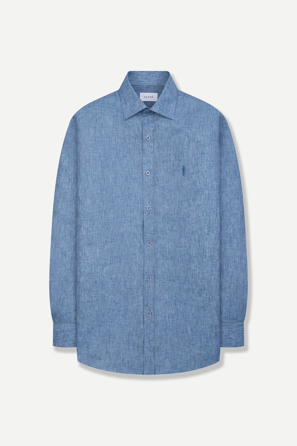 [예작] 린넨 혼방 슬럽 신사 자수 레귤러핏 셔츠 블루
