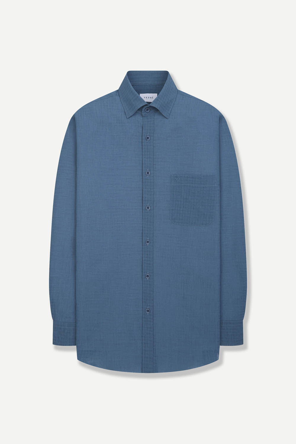 [예작] 쿨링 린넨 솔리드 레귤러핏 셔츠 블루