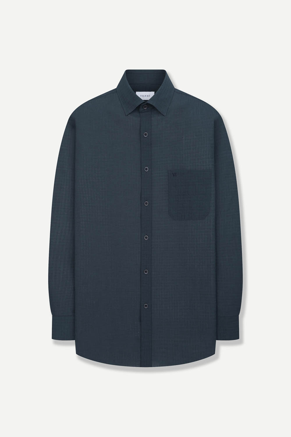 [예작] 린넨 라이크 솔리드 레귤러핏 셔츠 네이비
