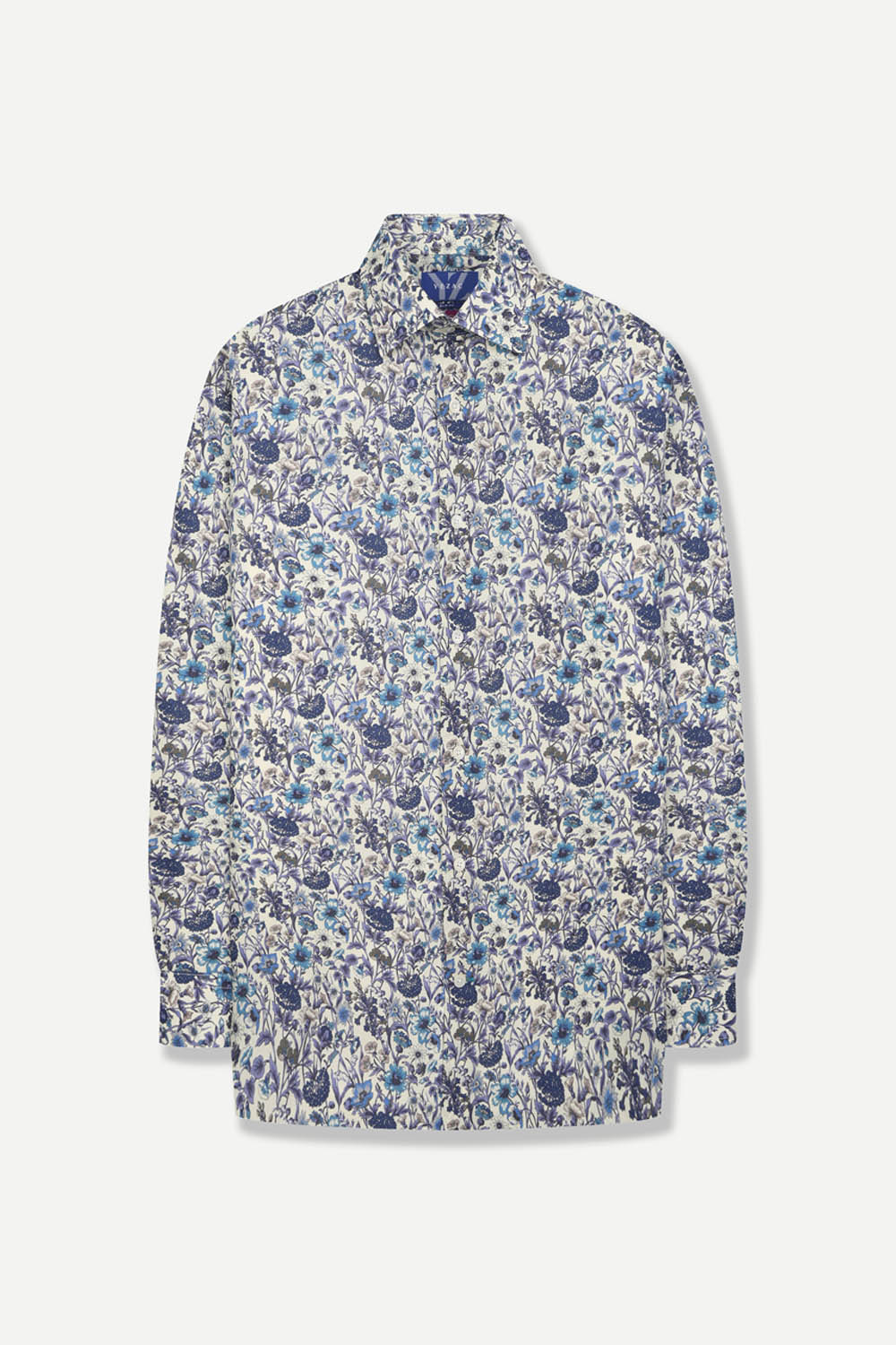 [예작] 면 100% 아트 그래픽 슬림핏 캐주얼 셔츠 네이비